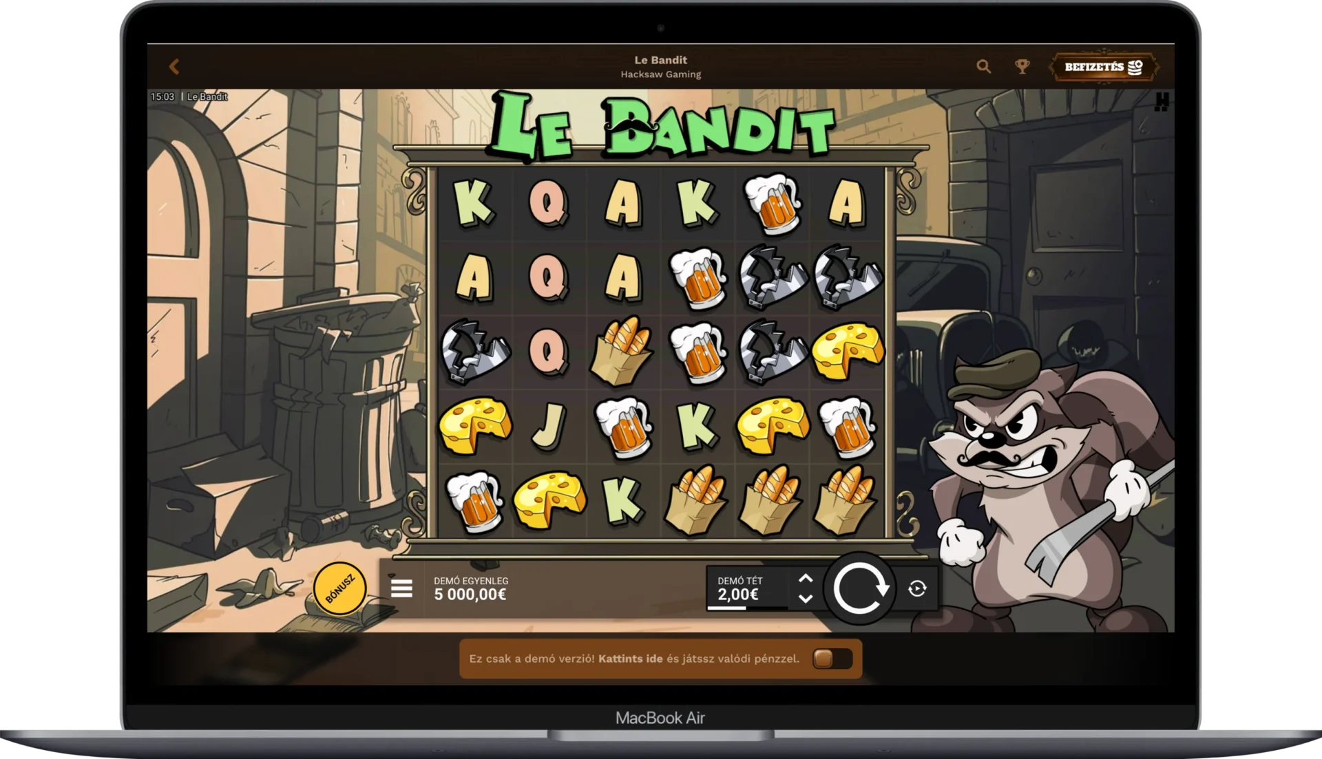 Le Bandit demo MacBook Air gépen