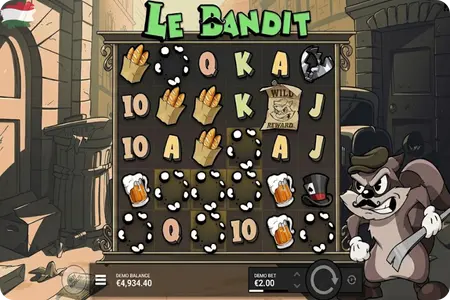Kaszkád mechanika összeérő Le Bandit szimbólumokkal a rácson