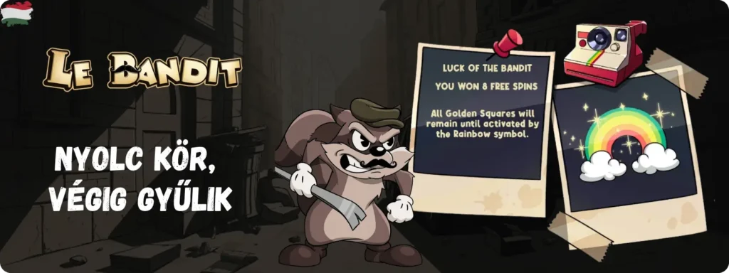Luck of the Bandit bónusz nyolc ingyenpörgetéssel a képernyőn